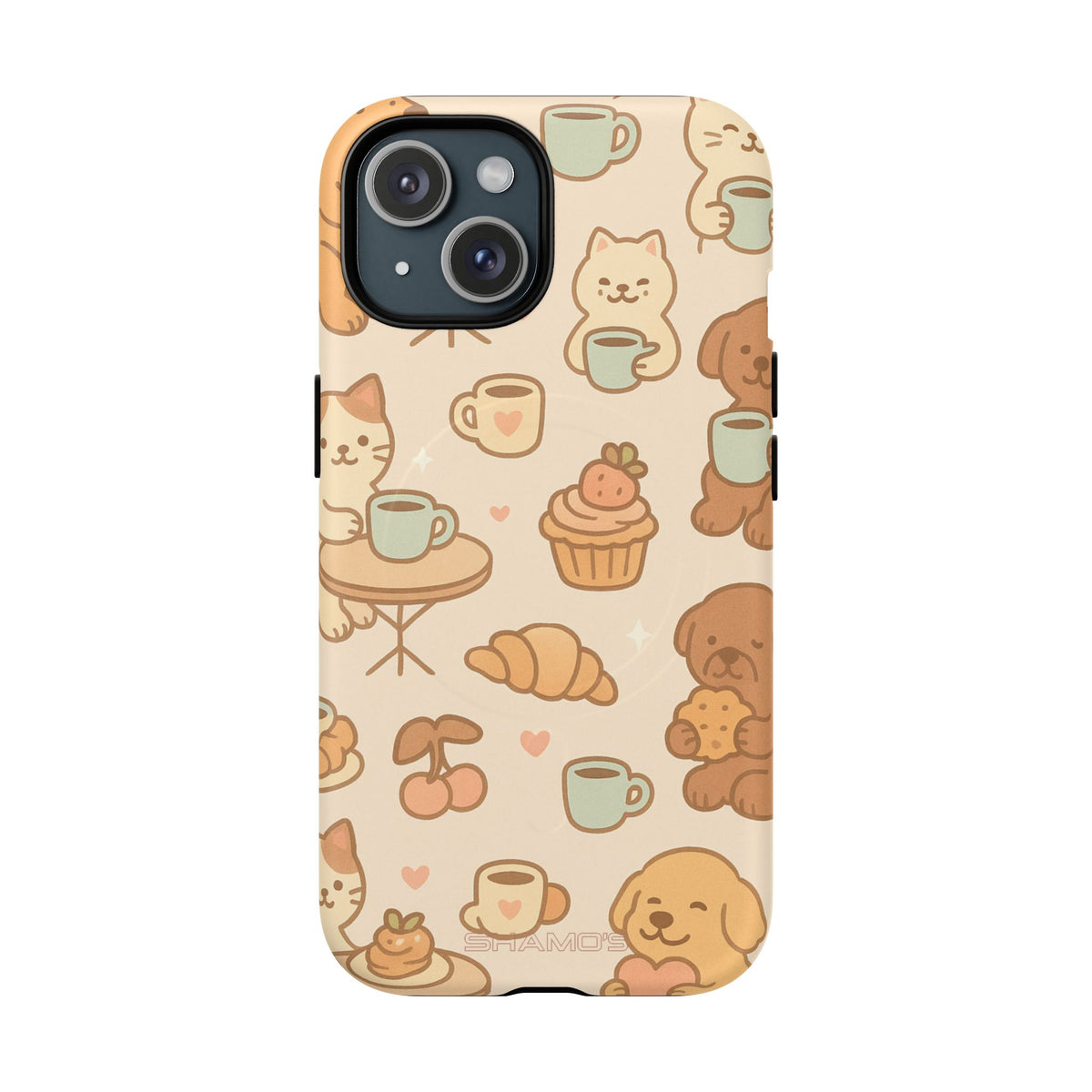 Funda para teléfono con diseño de gatos y perros y MagSafe