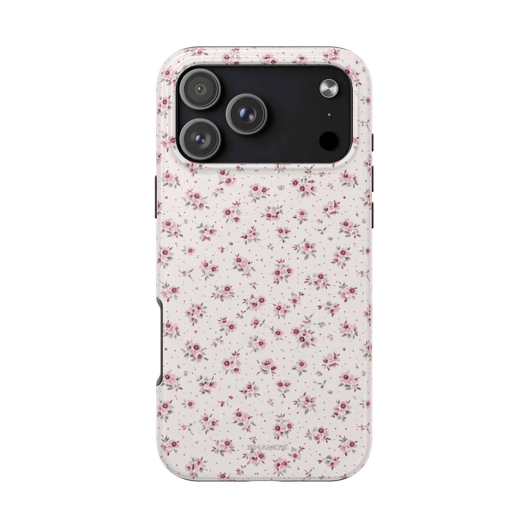 Rosebud Floral Tough iPhone Case — Pink Vintage Flower Protective Cover - iPhone 17 Pro Max - Shamo's