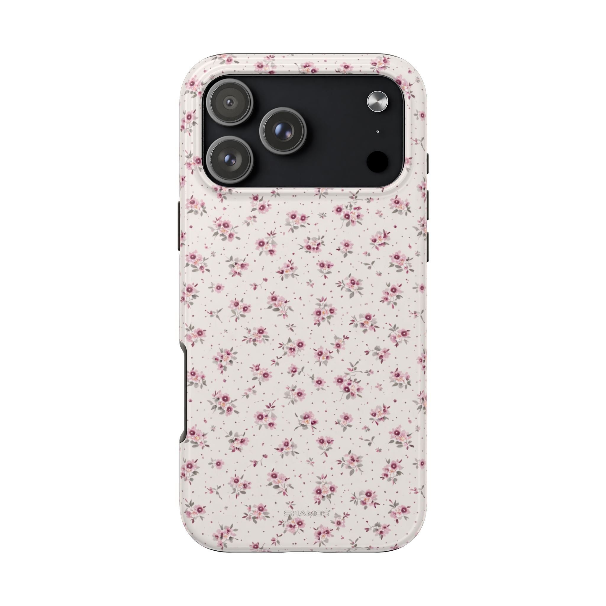 Rosebud Floral Tough iPhone Case — Pink Vintage Flower Protective Cover - iPhone 17 Pro Max - Shamo's