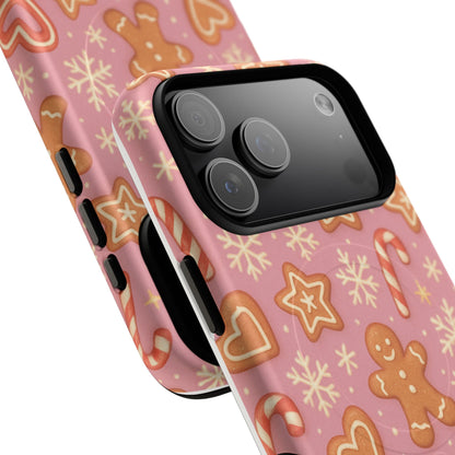 Pink Gingerbread Holiday iPhone Case with MagSafe compatibility