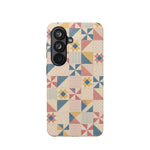 Prairie Quilt – Pastel Patchwork Pattern MagSafe Phone Case, glossy Samsung Galaxy S26, rear view