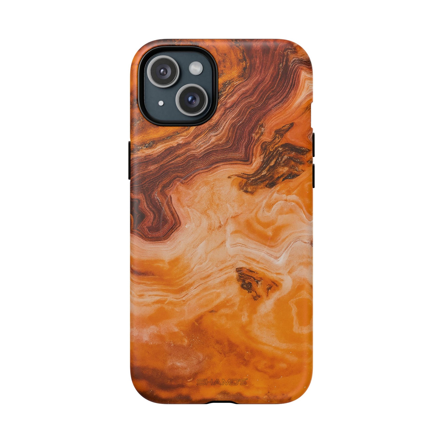 iPhone-Hülle aus bernsteinfarbenem Achatmarmor – kompatibel mit MagSafe
