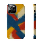 Abstract Brushstroke Tough Phone Case — Colorful Red, Blue & Yellow Protective Cover  Shamo's iPhone 13 Pro Max