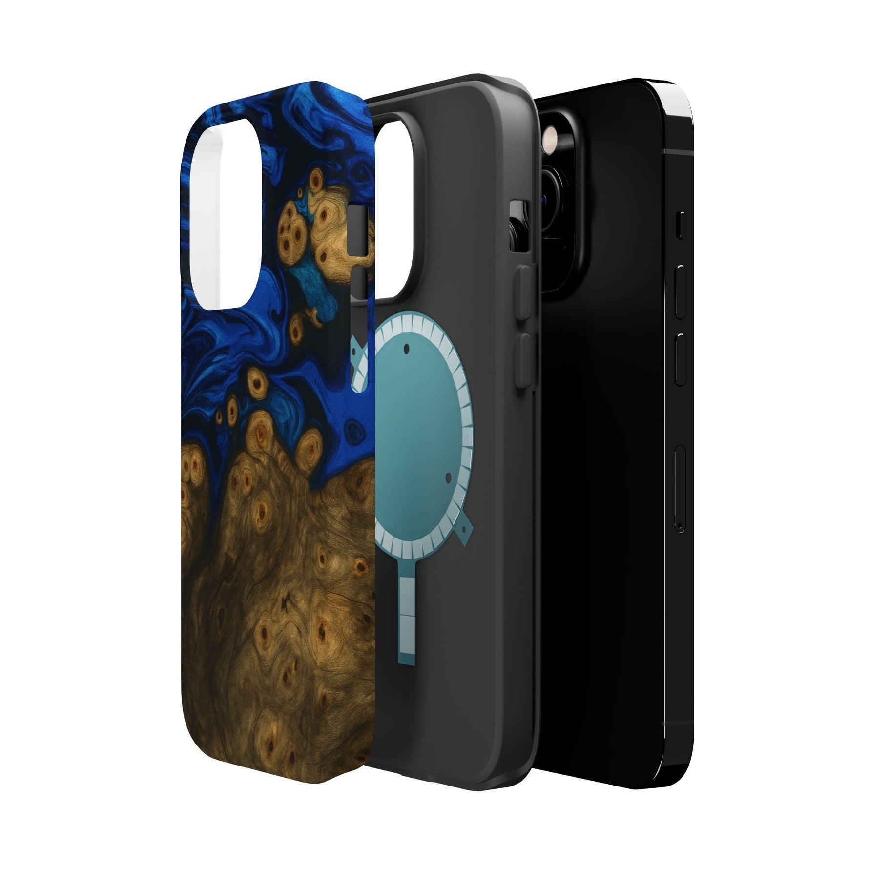 Blue Swirl & Burl Wood Impact iPhone Case | MagSafe compatible  Shamo's