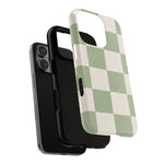 Sage Checkerboard Tough iPhone Case - Compatible with MagSafe - Shamo's