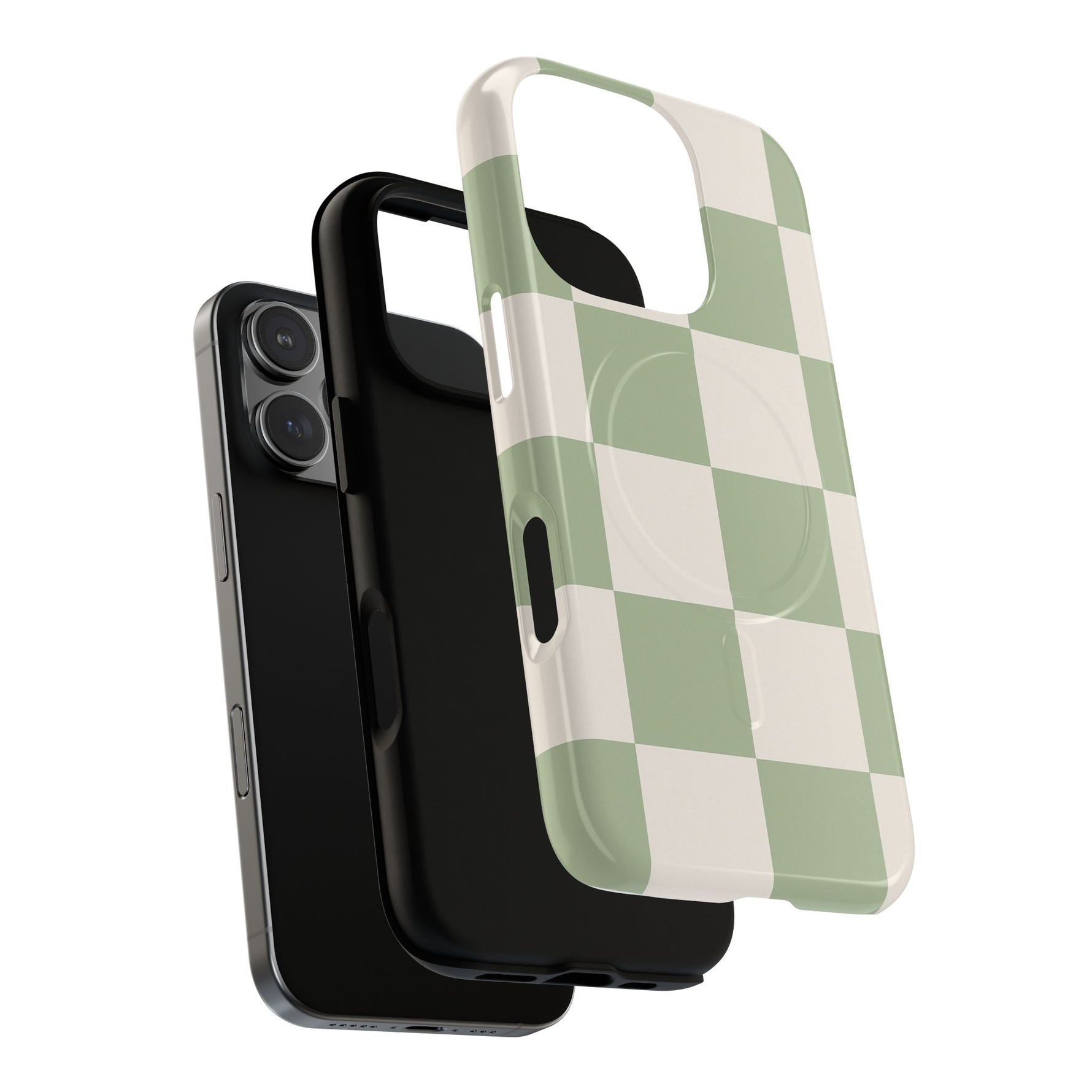 Sage Checkerboard Tough iPhone Case - Compatible with MagSafe - Shamo's