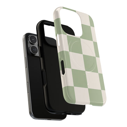 Sage Checkerboard Tough iPhone Case - Compatible with MagSafe