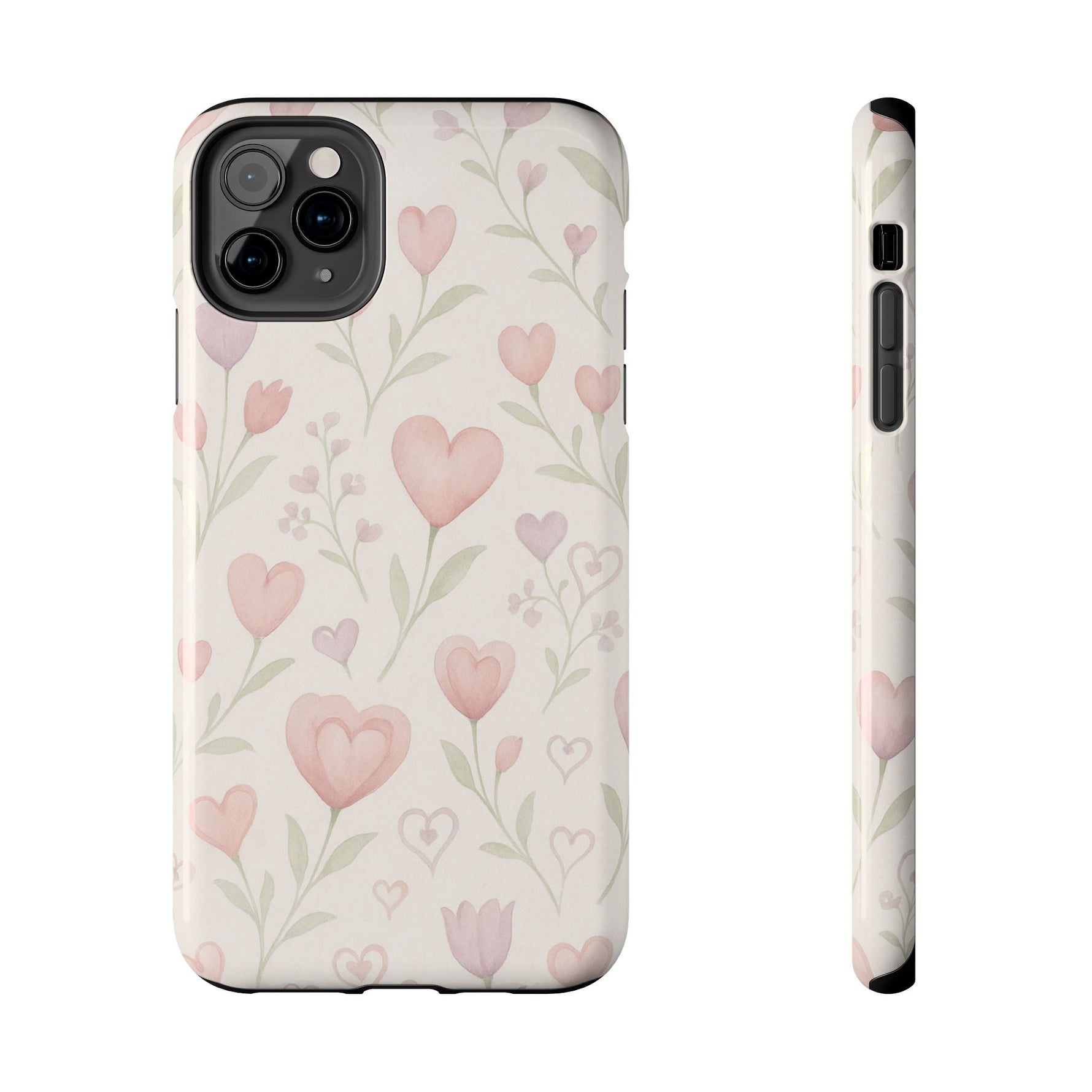 Pink Watercolor Heart Floral Pattern | Tough Impact Phone Case  Shamo's iPhone 11 Pro Max
