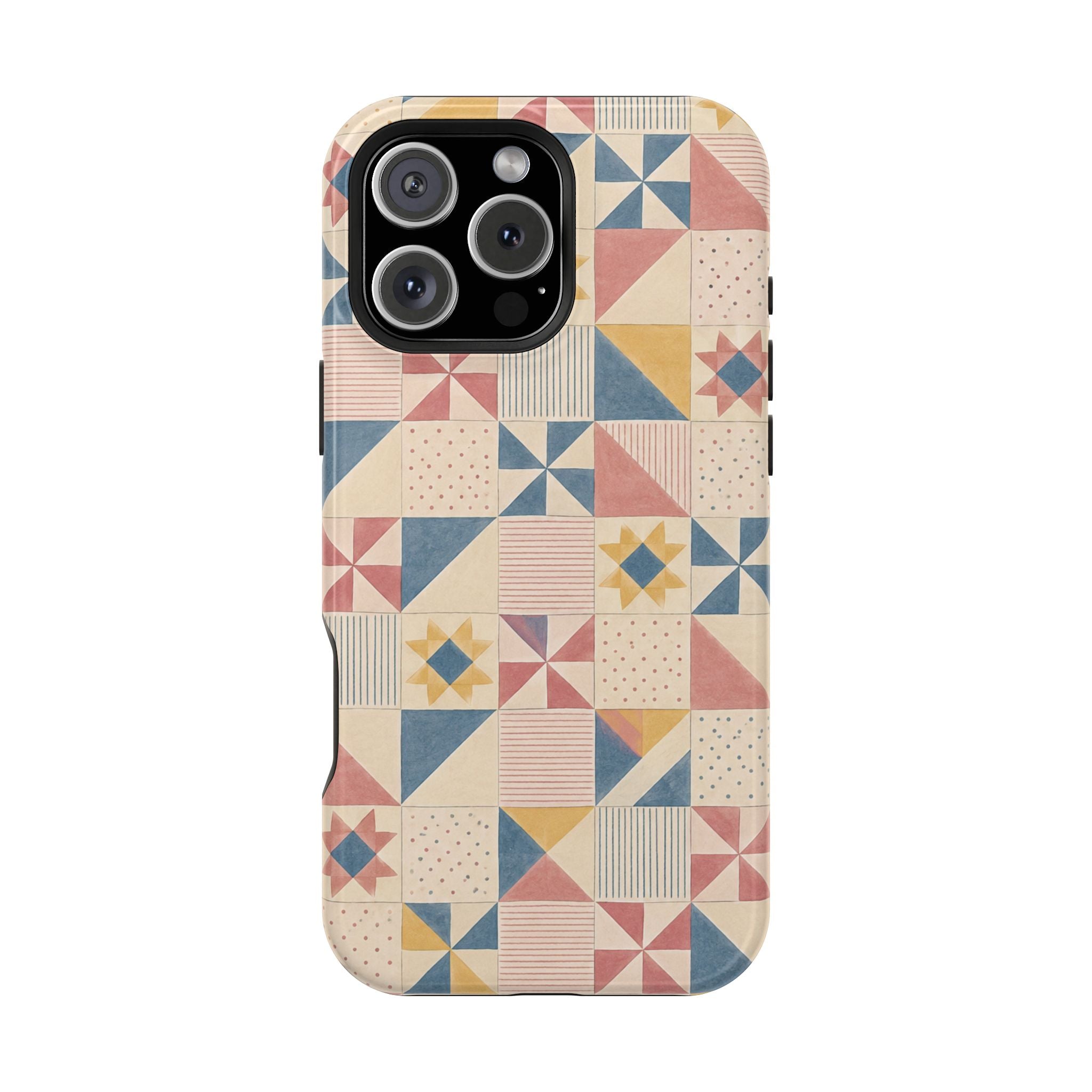 Prairie Quilt – Pastel Patchwork Pattern MagSafe Phone Case, glossy iPhone 16 Pro Max, rear view
