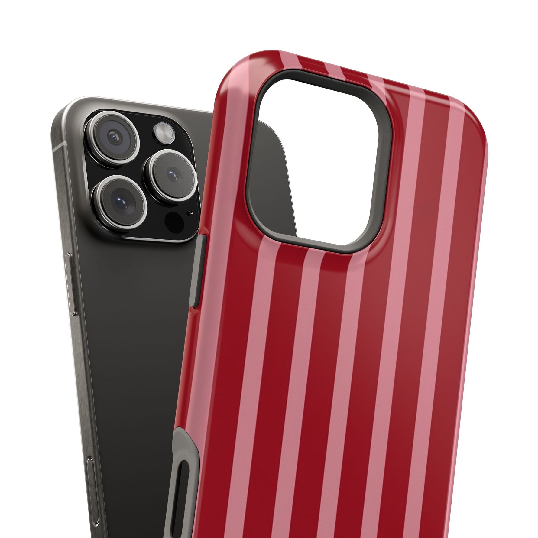 Red Burgundy  Stripes Magnetic Impact-Resistant Phone Case | MagSafe Compatible