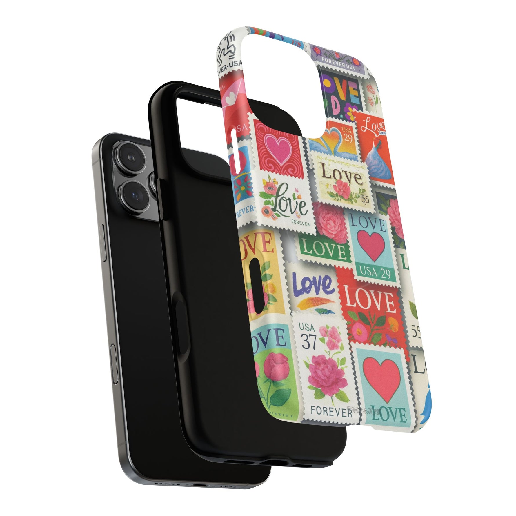 Vintage Romantic Love Stamp iPhone Case | Tough Protection + MagSafe