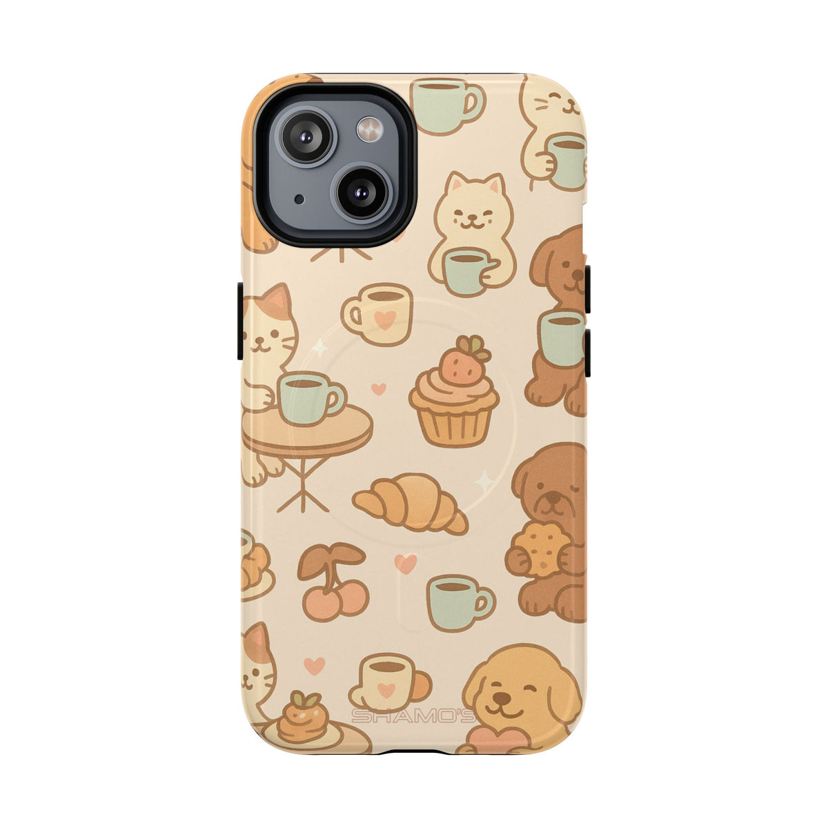 Funda para teléfono con diseño de gatos y perros y MagSafe