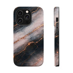 Marbled Black & Rose Gold Magnetic MagSafe Compatible Phone Case — Impact-Resistant