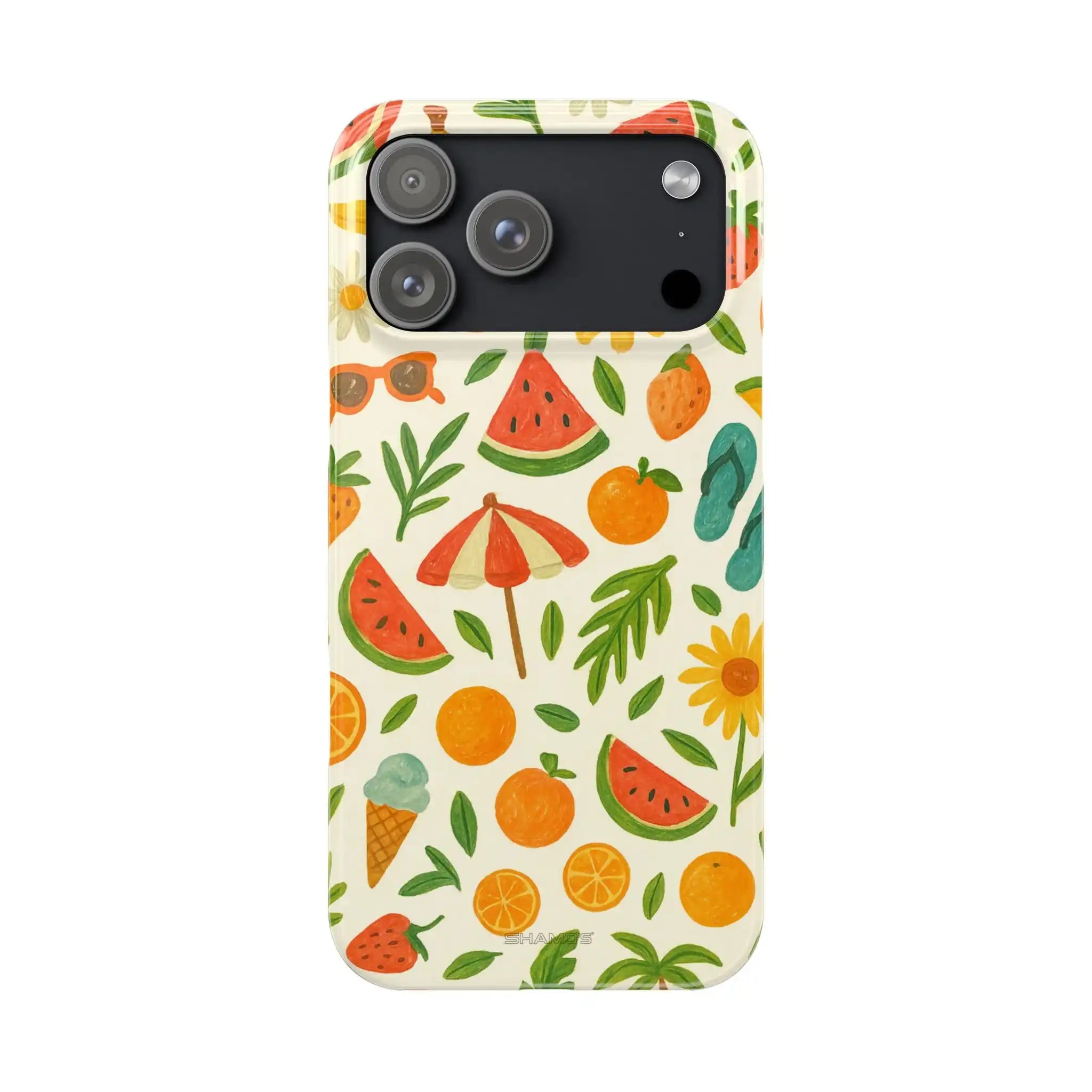 Summer Fruit Slim Phone Case — Tropical Lemon & Strawberry Design
