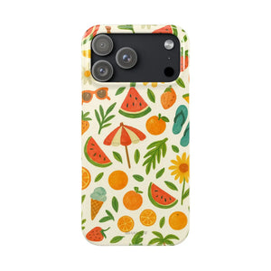 Summer Fruit Slim Phone Case — Tropical Lemon & Strawberry Design - iPhone 17 Pro Max - Shamo's