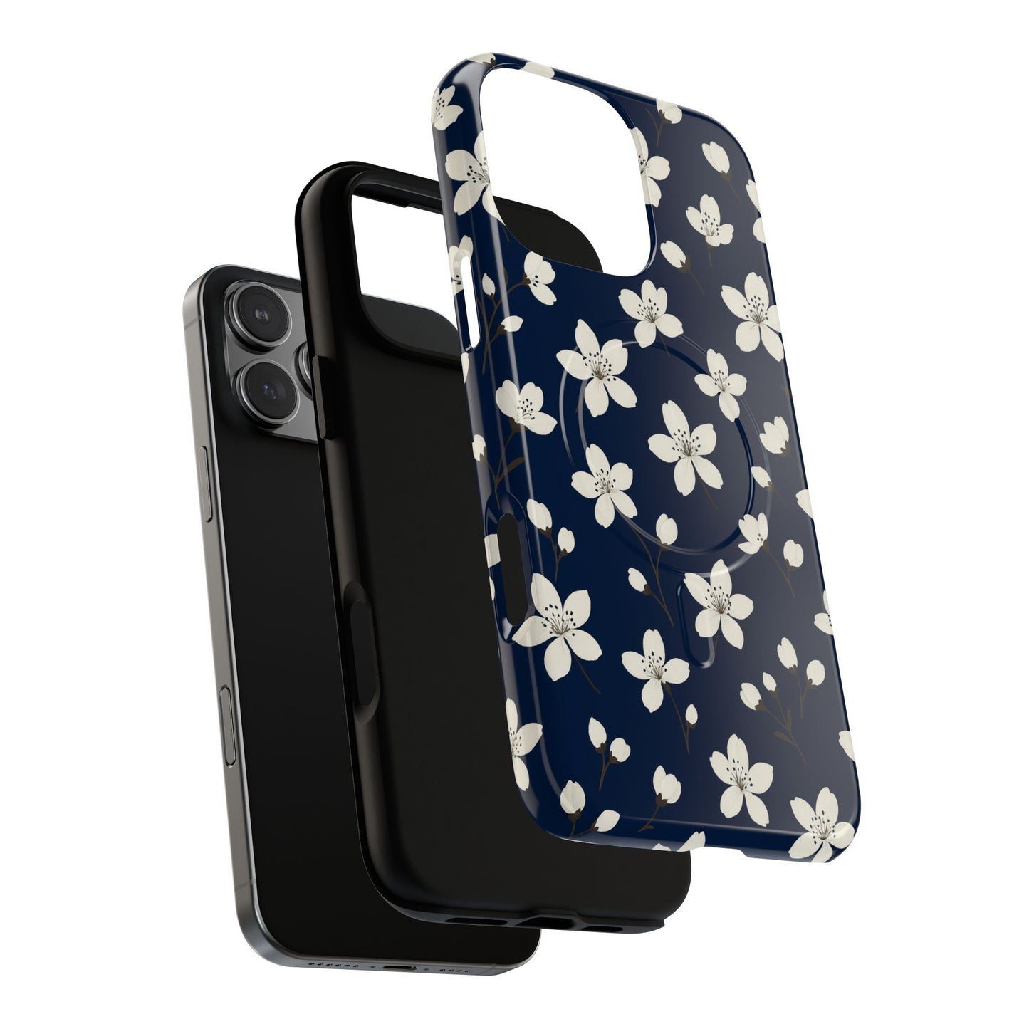 Navy Blossom Floral iPhone Case | MagSafe