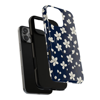 Navy Blossom Floral iPhone Case | MagSafe