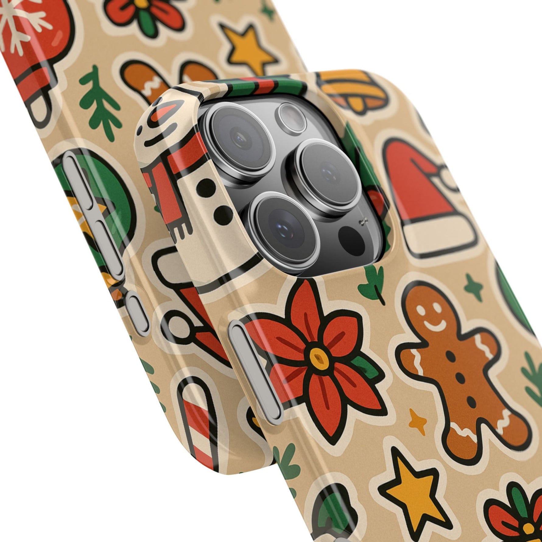 Holiday Pattern Slim iPhone Case — Gingerbread, Santa Hat & Gifts Holiday Design  Shamo's