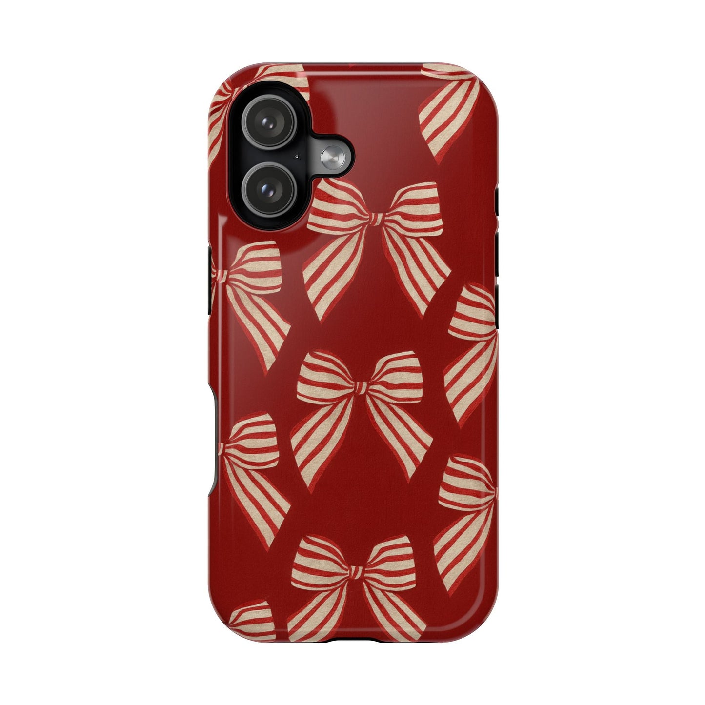 Holiday Red Bow iPhone Case — Impact‑Resistant iPhone Cover with MagSafe compatibility