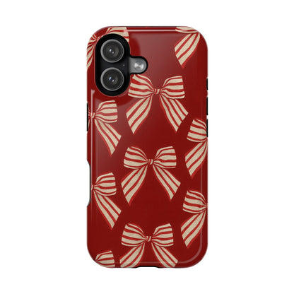 Holiday Red Bow iPhone Case — Impact‑Resistant iPhone Cover with MagSafe compatibility