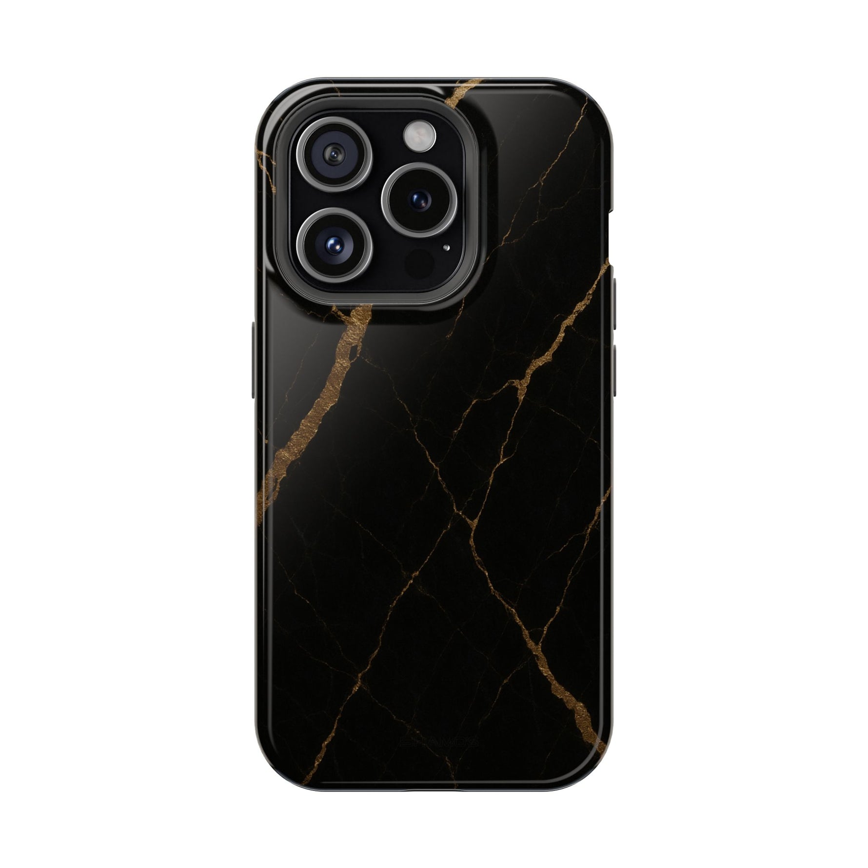 Black & Gold Marble iPhone Case with MagSafe - iPhone 15 Pro / Glossy - Shamo's