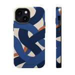 Indigo Loom MagSafe Phone Case – Blue & Ivory Abstract Woven Pattern