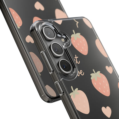 Sweet Love Strawberry Clear iPhone Case | MagSafe