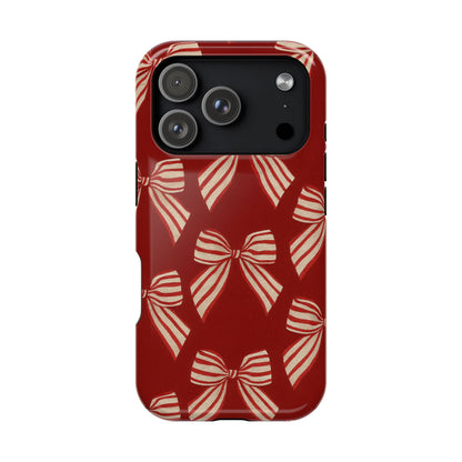 Holiday Red Bow iPhone Case — Impact‑Resistant iPhone Cover with MagSafe compatibility