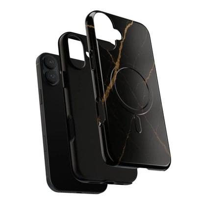 Black & Gold Marble iPhone Case with MagSafe