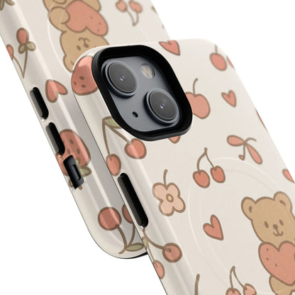 Teddy Berry Cozy Strawberry Pattern iPhone Case with MagSafe - Shamo's