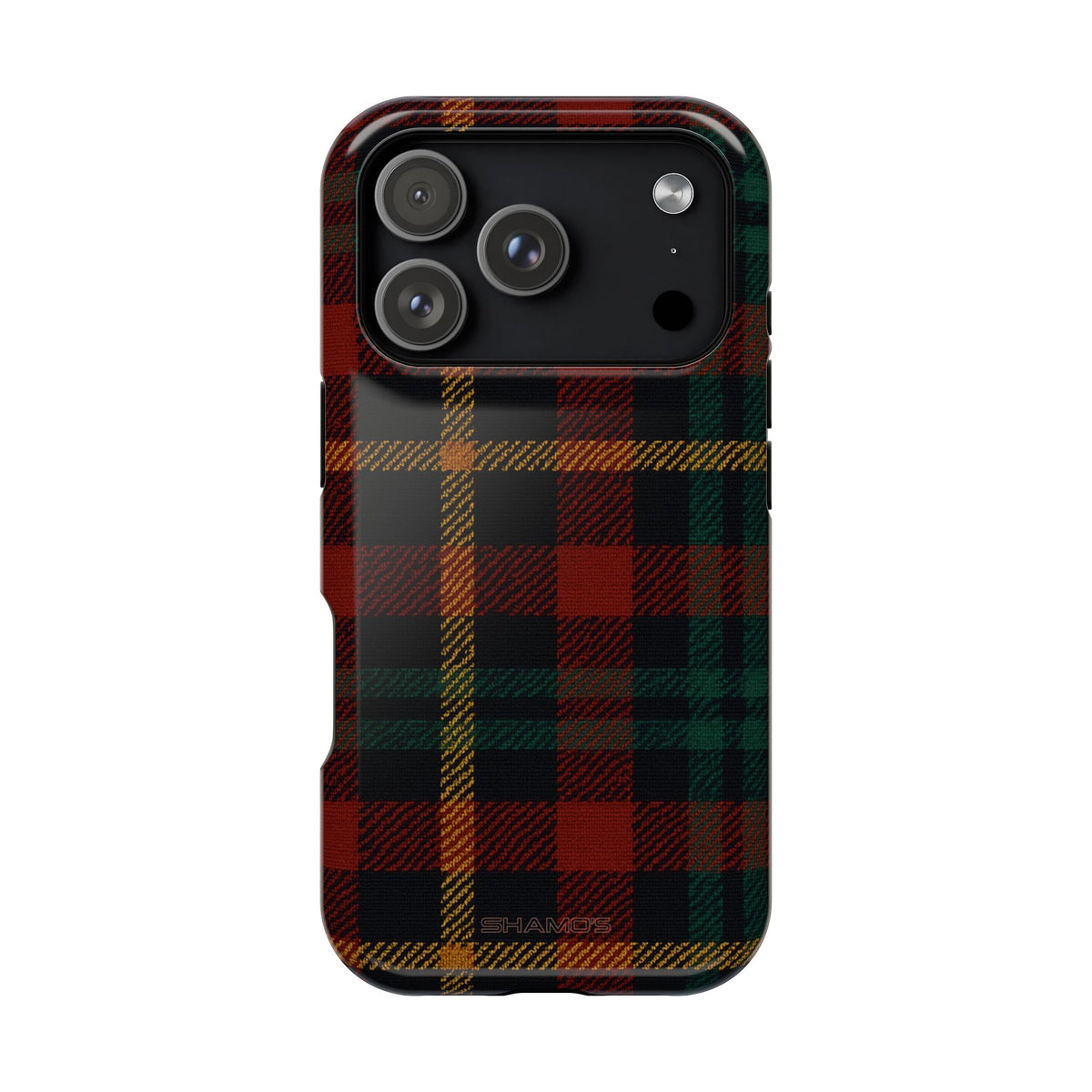 Funda para iPhone resistente a impactos con diseño de cuadros escoceses rojos y verdes con MagSafe