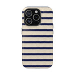 Navy & Cream Ribbed Holiday Sweater Design iPhone Case with MagSafe compatibility  Shamo's iPhone 15 Pro / Glossy