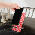 Red Plaid Smartphone Stand – Foldable Mobile Display Holder