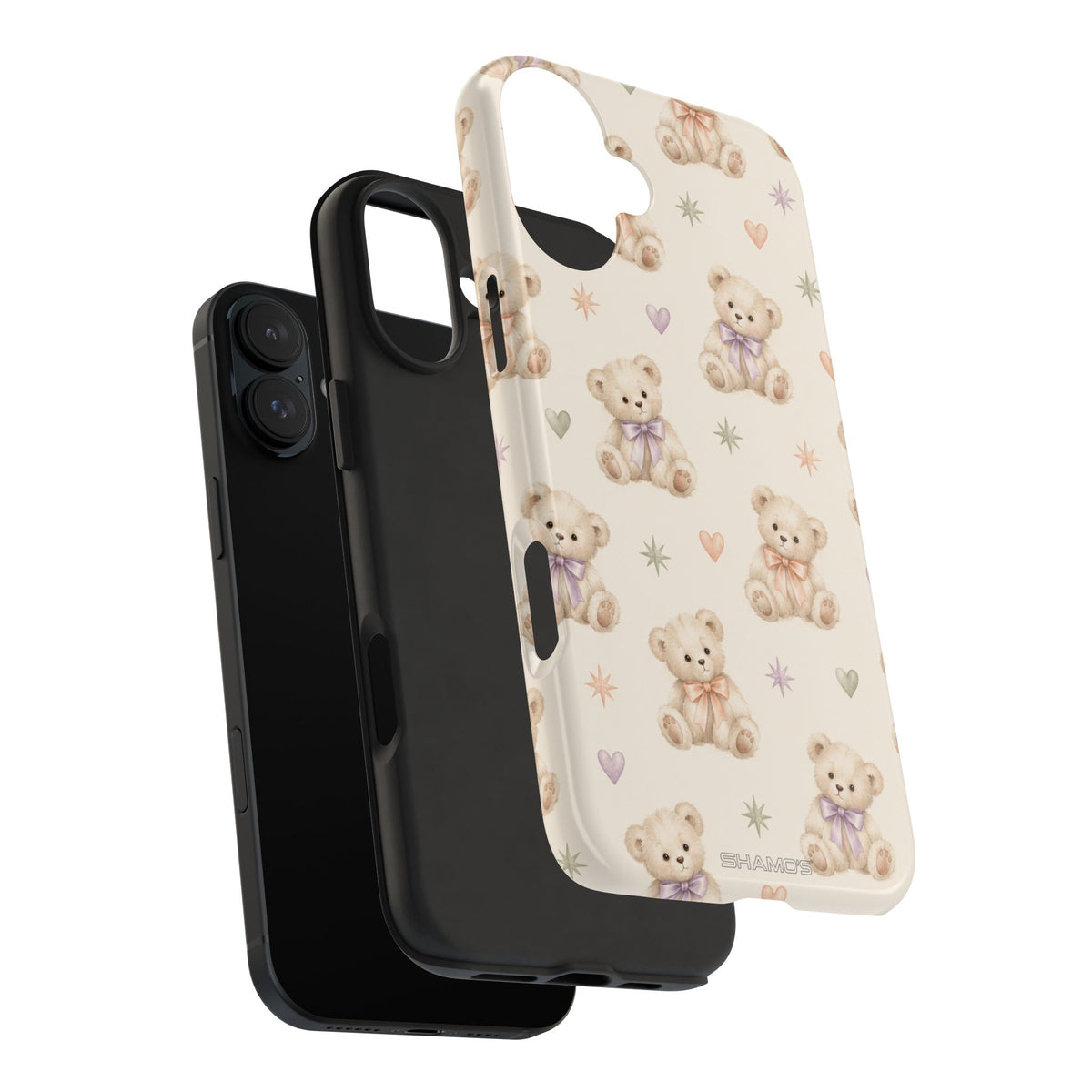 Cute Pastel Bear Impact Phone Case | Heart & Star Kawaii Pattern