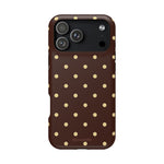 Polka Dot iPhone Case — Brown & Cream MagSafe Protective Cover