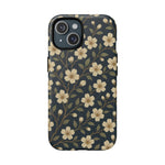 Navy Cherry Blossom Floral iPhone Case - Compatible with MagSafe - Shamo's