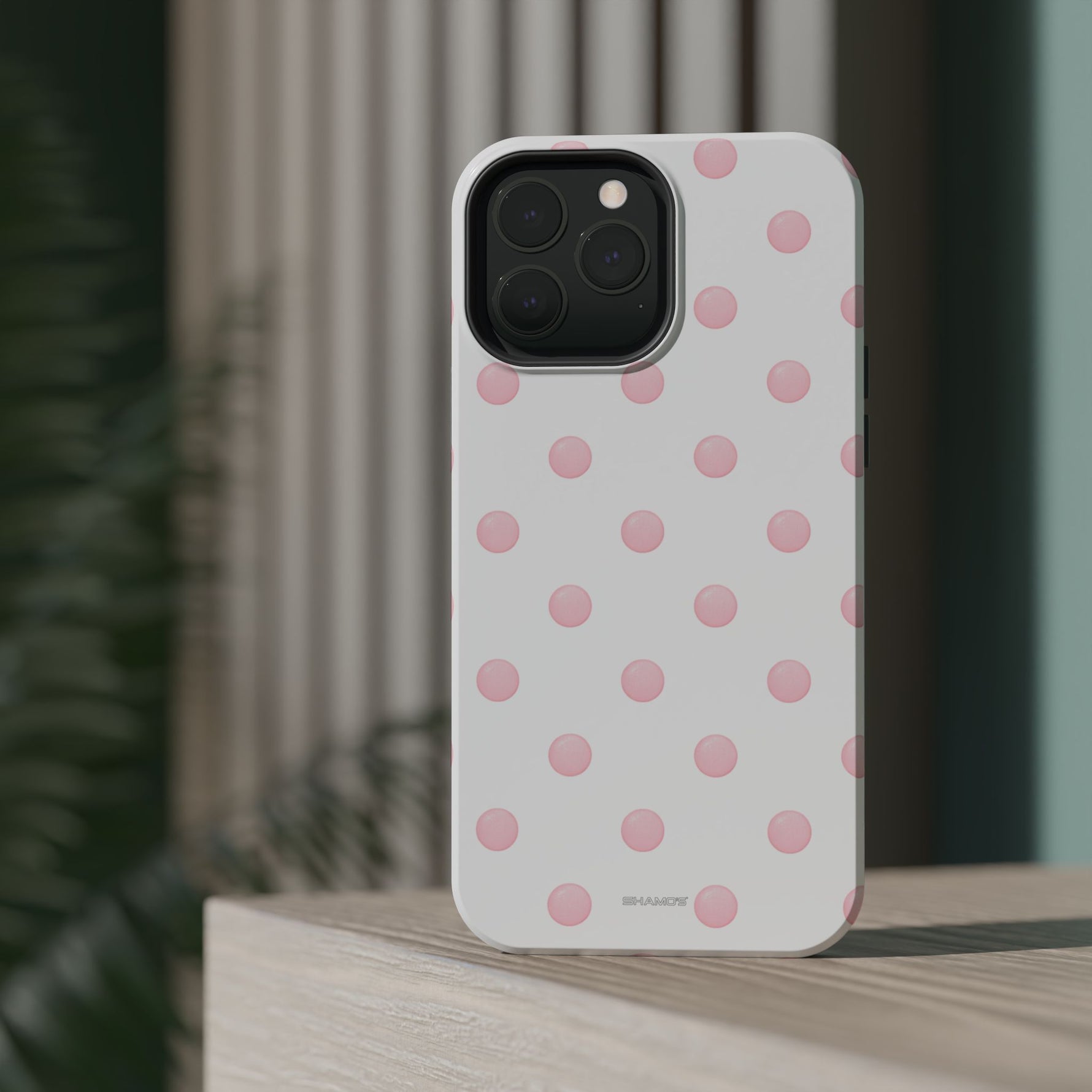 Pink Polka Dot Impact-Resistant Phone Case | MagSafe