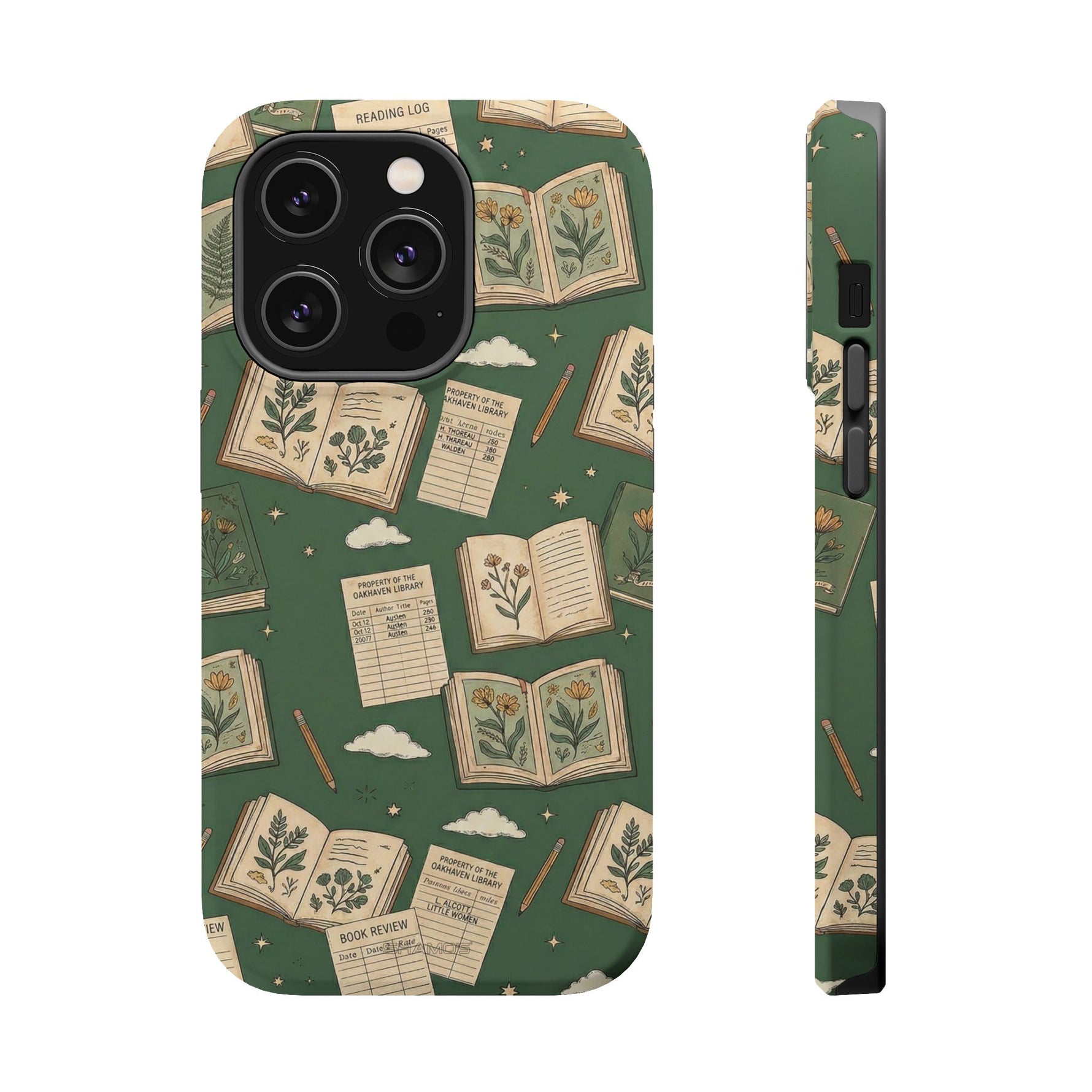 Botanical Journal Pattern iPhone Case | MagSafe Compatible Impact-Resistant Protective Cover