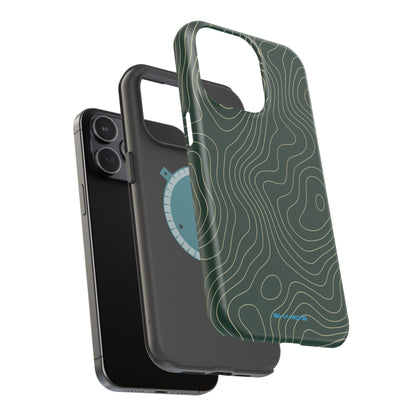 Topographic Green Magnetic Impact-Resistant iPhone Case | MagSafe compatible  Shamo's