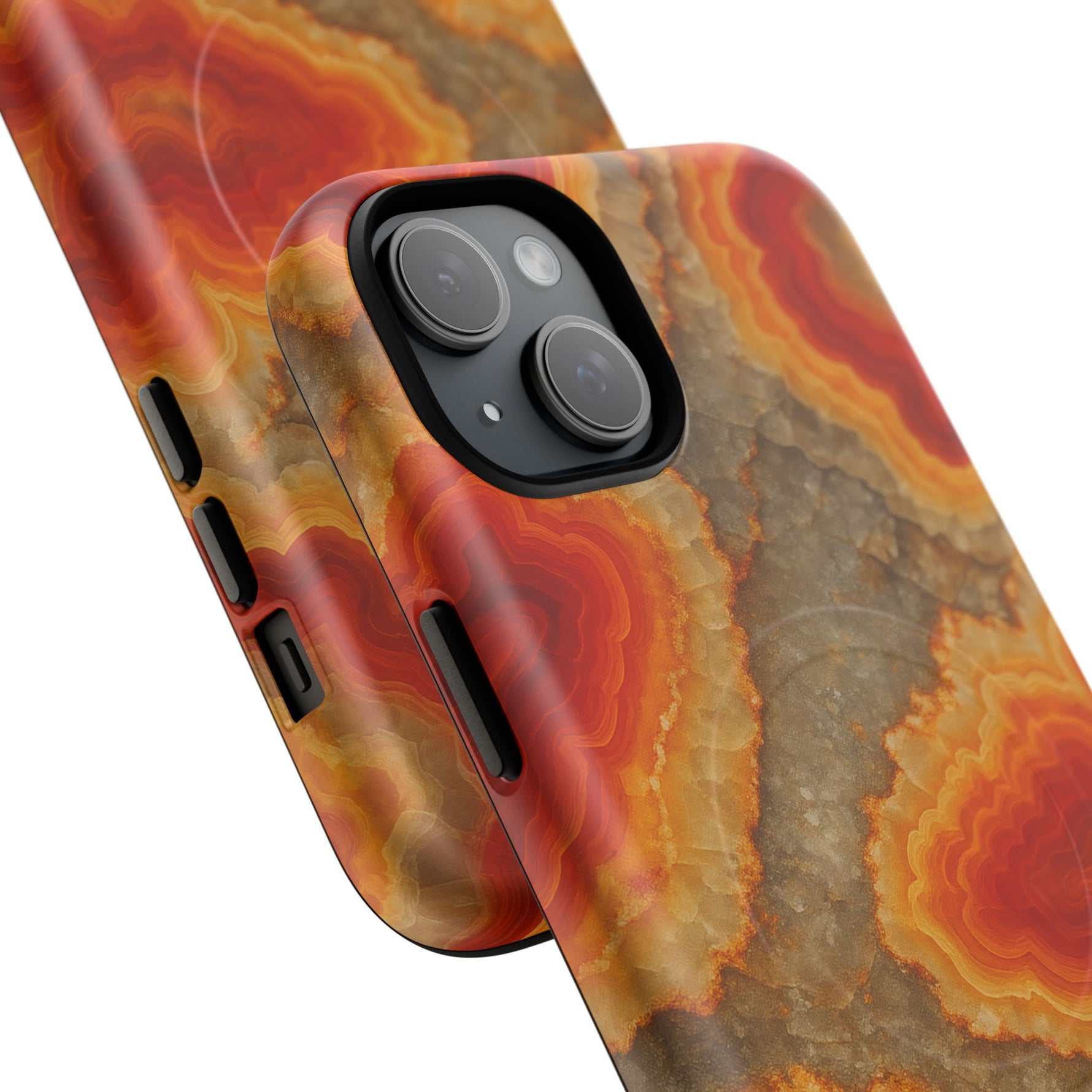 Agate Glow Marble iPhone Case Orange Geode Stone Design with MagSafe - Shamo's