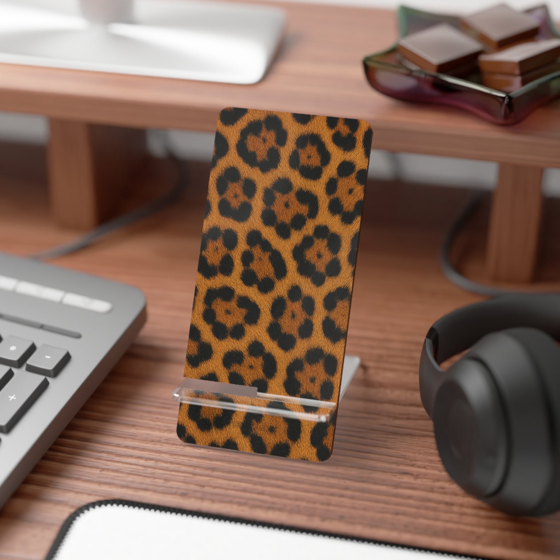 Lion Skin Print Mobile Phone Stand, Foldable Acrylic Smartphone Display
