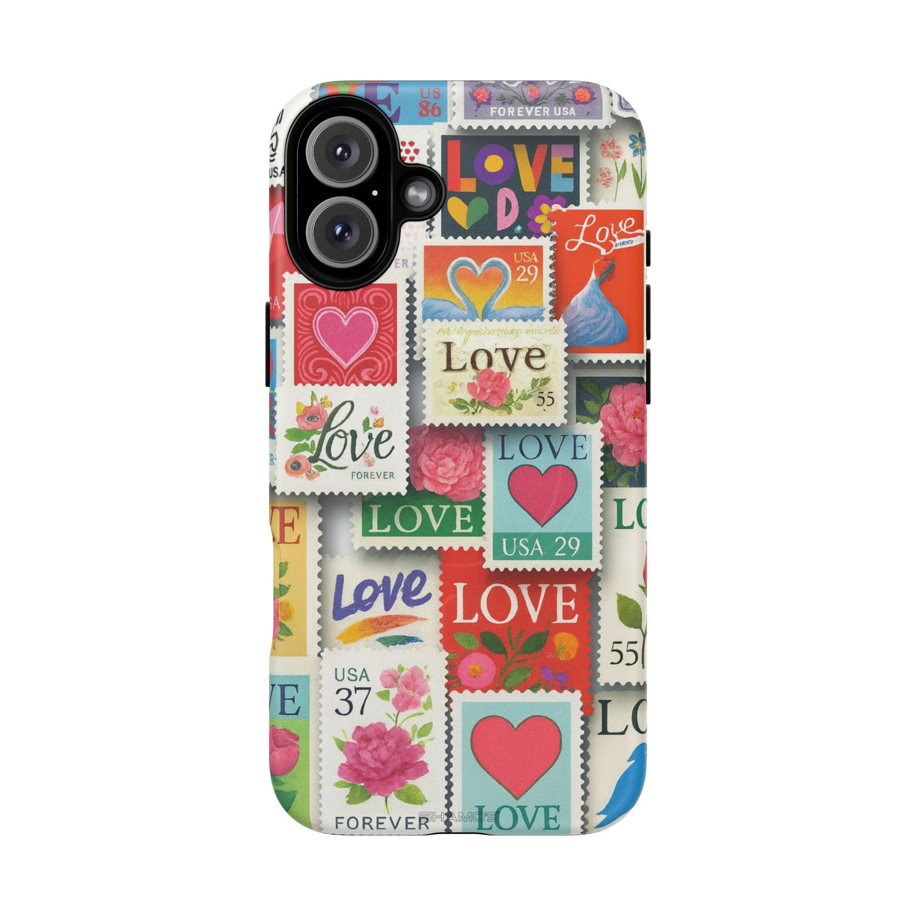 Vintage Romantic Love Stamp iPhone Case | Tough Protection + MagSafe