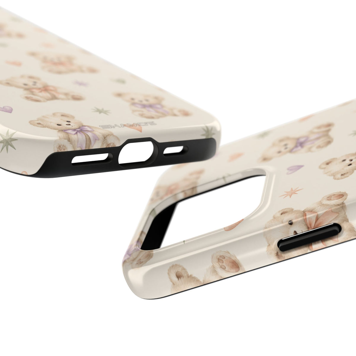 Cute Pastel Bear Impact Phone Case | Heart & Star Kawaii Pattern