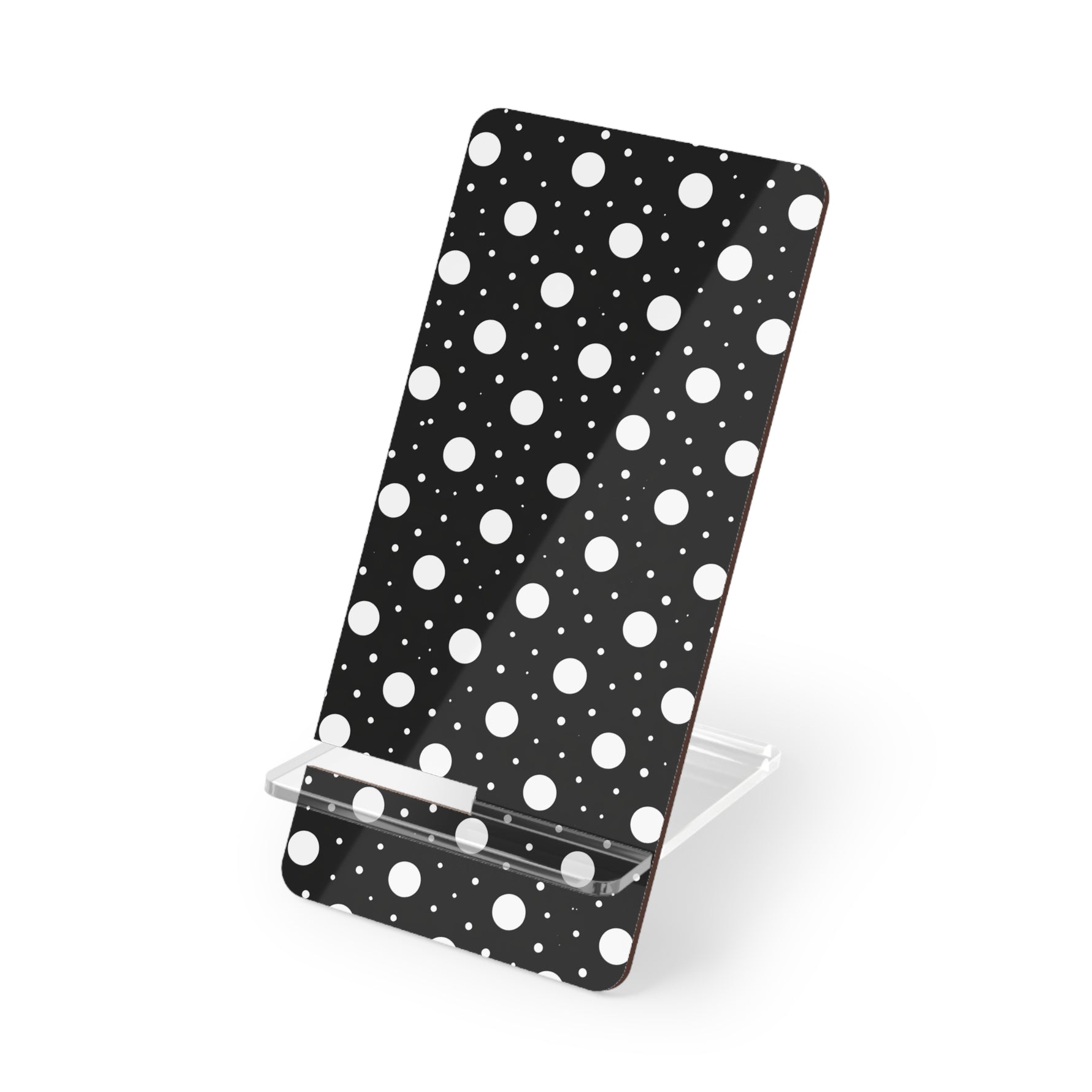 Polka Dot Phone Stand — Black & White Mobile Display Stand