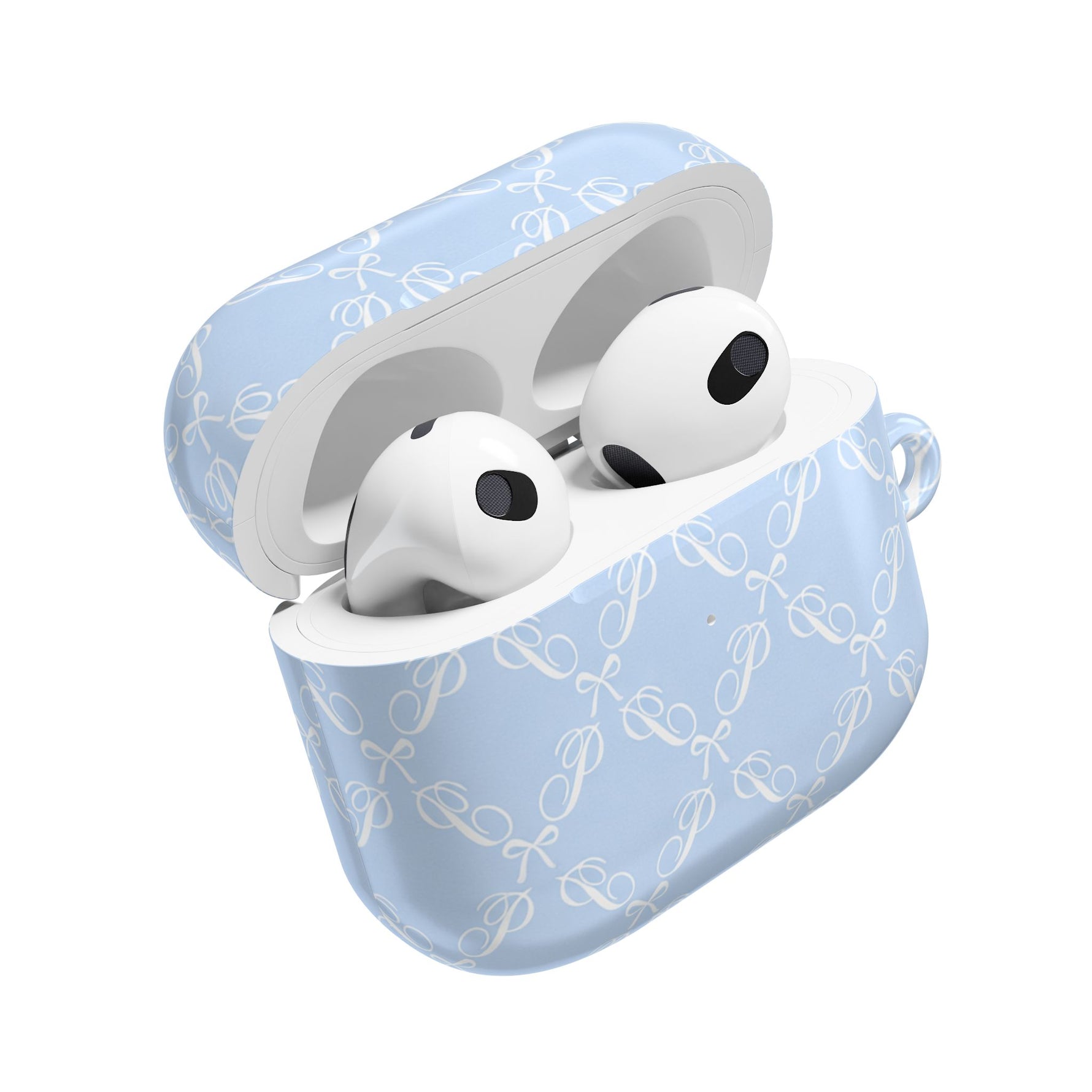 Pastel Blue Bow Pattern AirPod Case — Elegant Bow Pattern Protective Cover