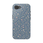 Denim Wildflowers MagSafe Phone Case, glossy iPhone 16e, rear view