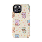 Cute Pastel Bear Impact Phone Case | Heart & Star Kawaii Pattern  Shamo's