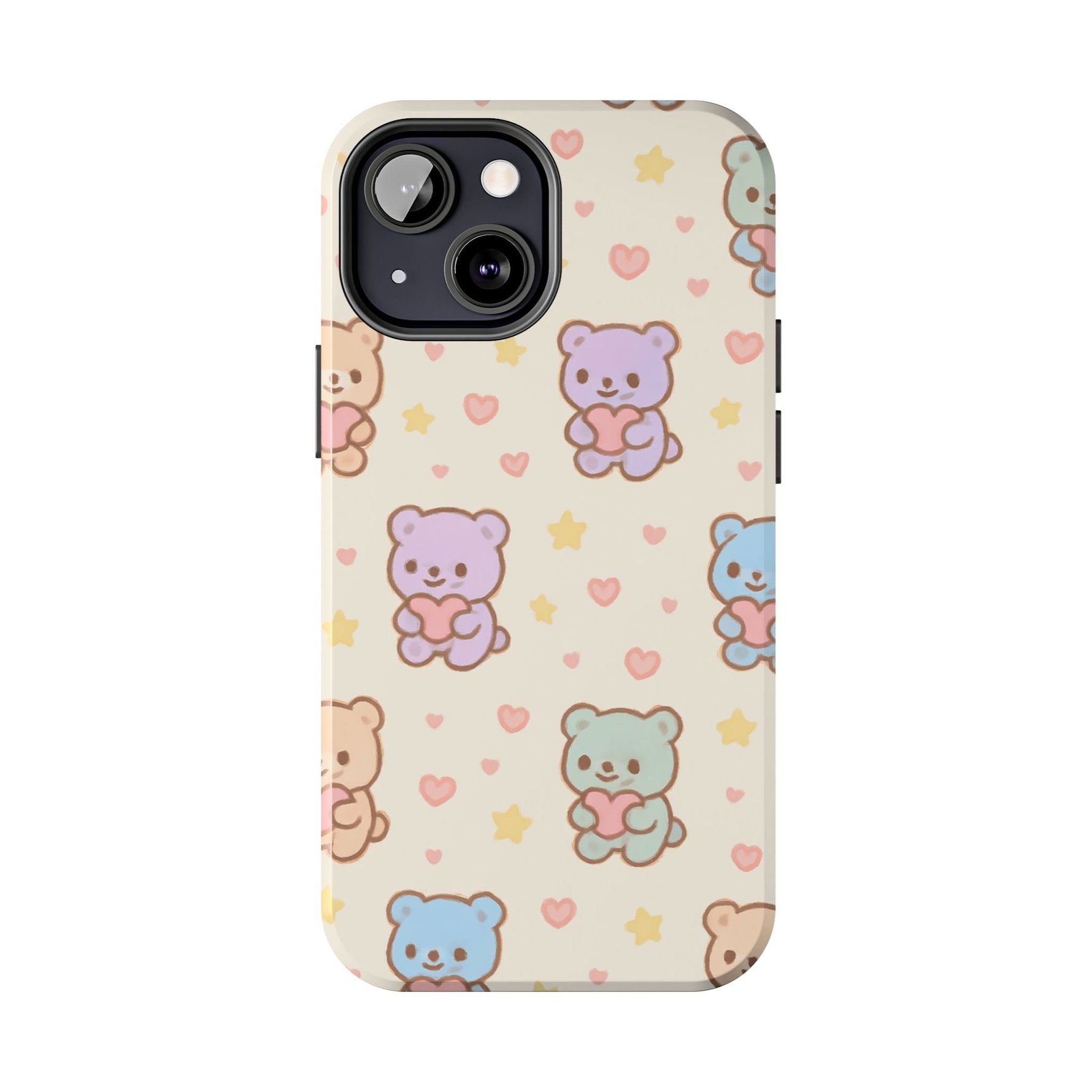 Cute Pastel Bear Impact Phone Case | Heart & Star Kawaii Pattern  Shamo's
