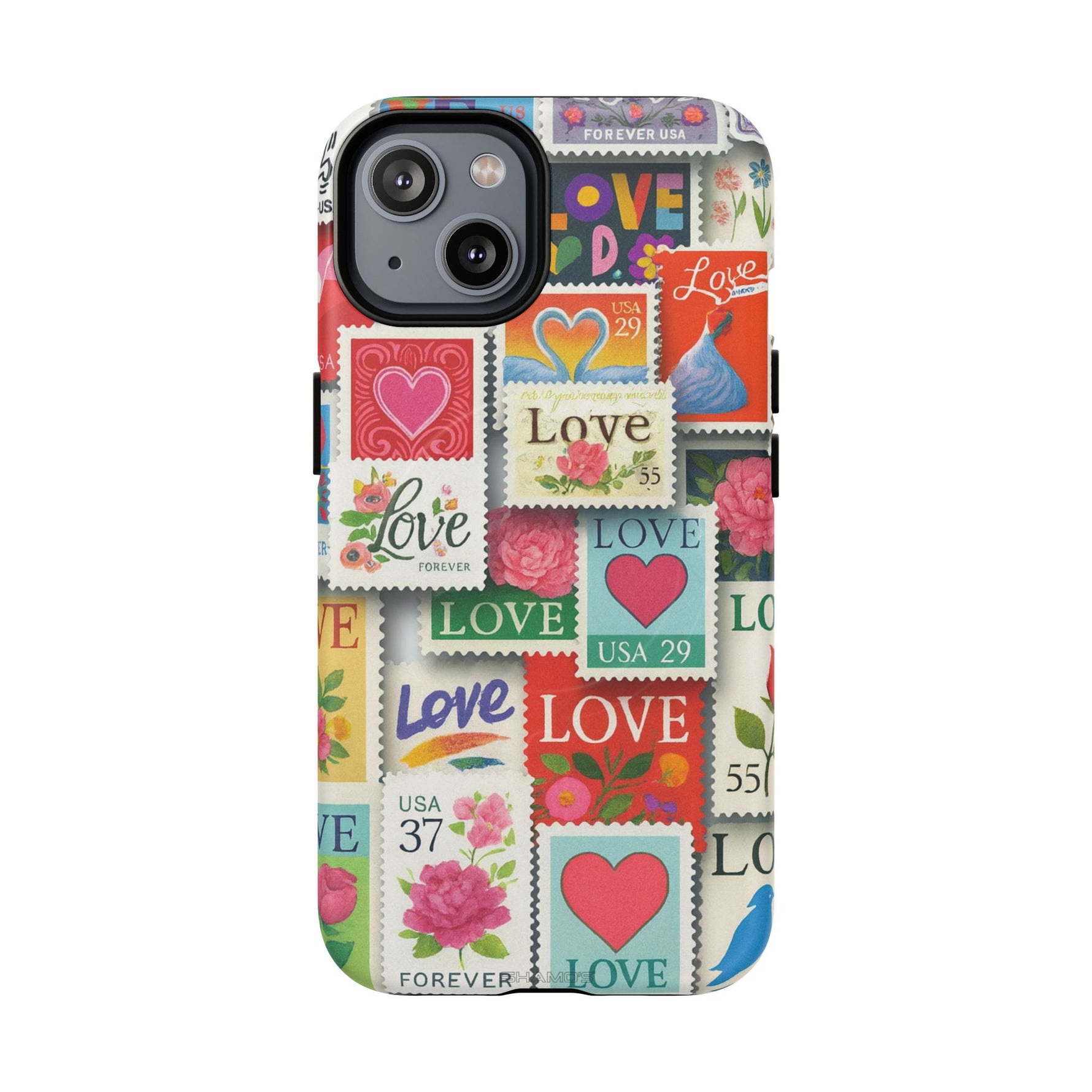 Vintage Romantic Love Stamp iPhone Case | Tough Protection + MagSafe