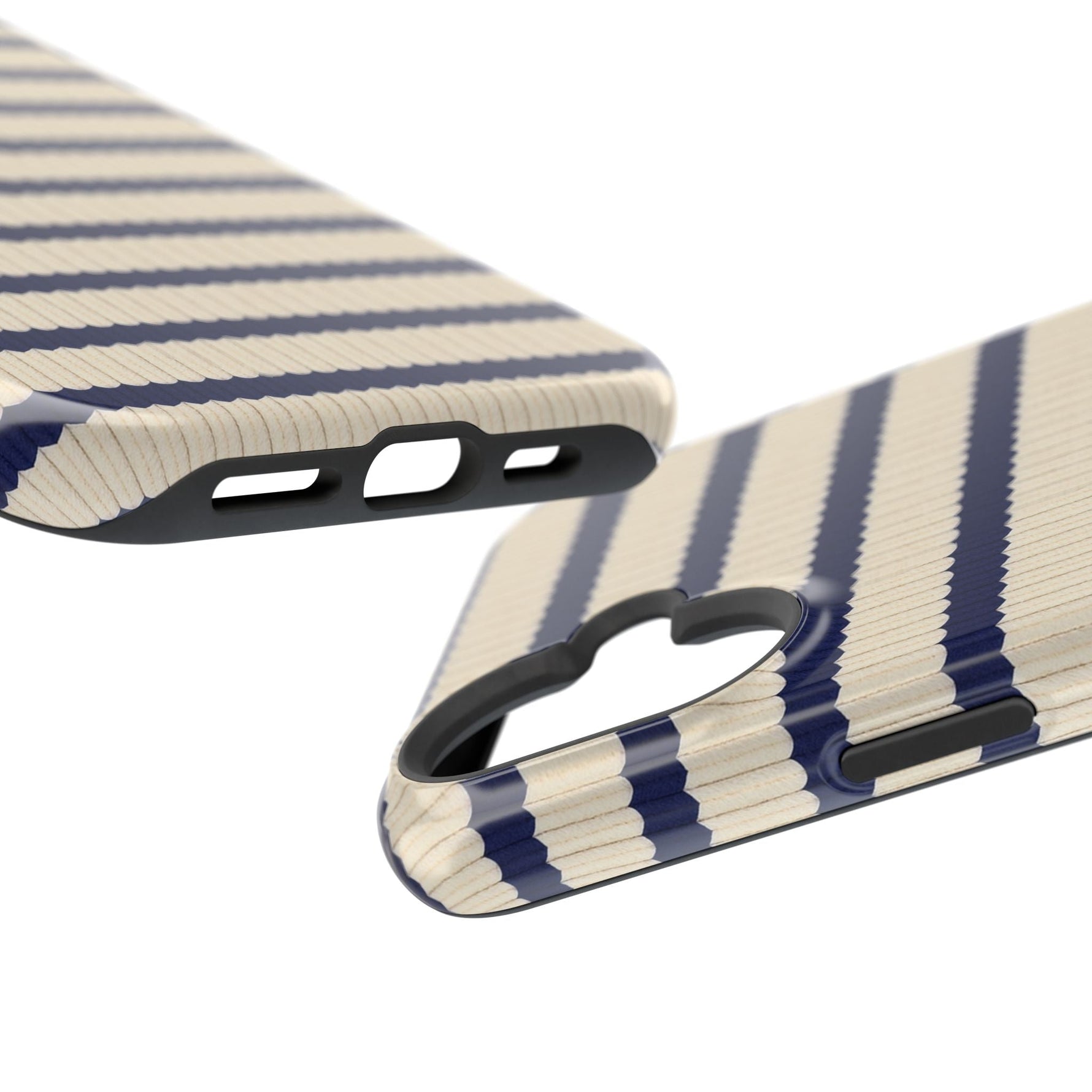 Navy & Cream Ribbed Holiday Sweater Design iPhone Case with MagSafe compatibility  Shamo's
